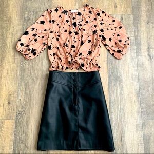 H&M Leather Look High Waisted Skirt - size 14